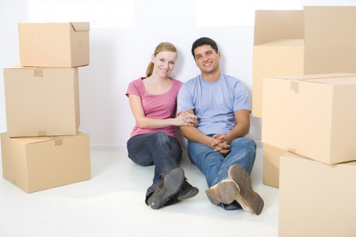 Office removals team preparing equipment for a Bullscross business move