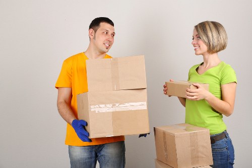 Packed boxes and furniture ready for home removals in Bullscross